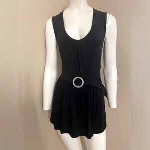 Michael Kors Black Sleeveless Blouse Silver Tone Metal Logo Size XL